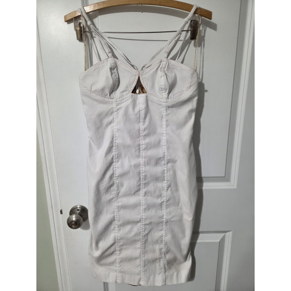 Fashion Star White Cutout Strappy V-neck Party Dress Size 2 Rave Festival Y2K
